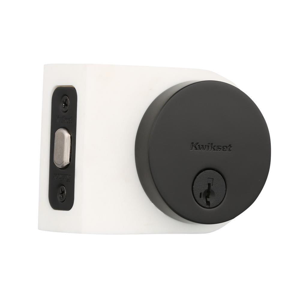 Uptown Low Profile Iron Black Round Contemporary Single Cylinder Deadbolt featuring SmartKey Security