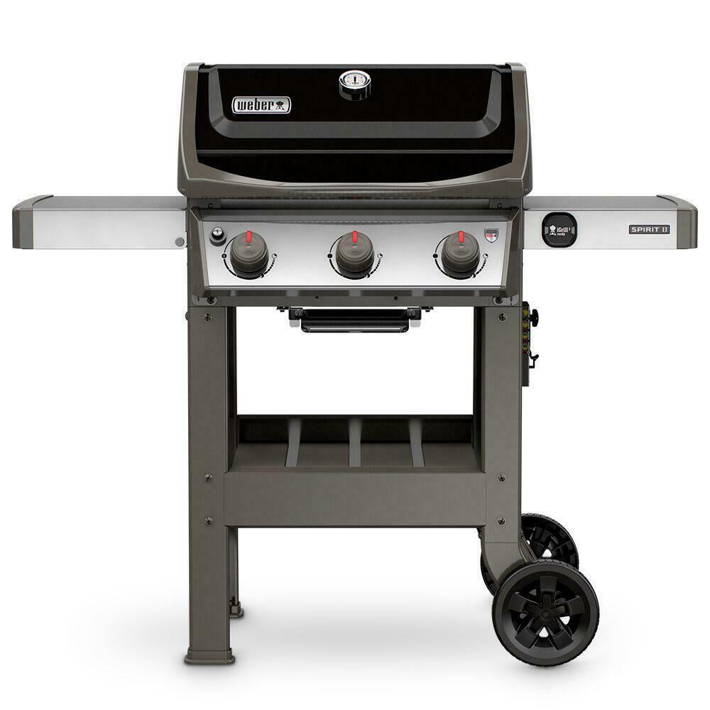 Propane Gas Grill 3-Burner  Steel Warming Rack 2-Wheels Black