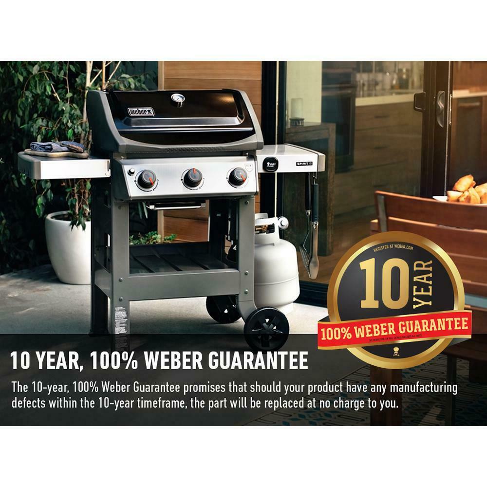 Propane Gas Grill 3-Burner  Steel Warming Rack 2-Wheels Black
