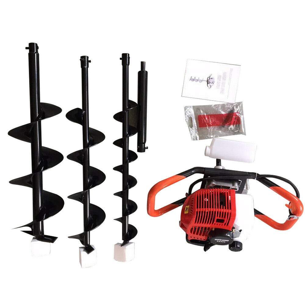 NOLANTISI 52cc Digger, 2.3HP Gas Powered Post Hole Digger Ground Fence 2-Stroke Single Cylinder Gasoline Engine with Earth Auger Drill 4"/6"/8" Bits
