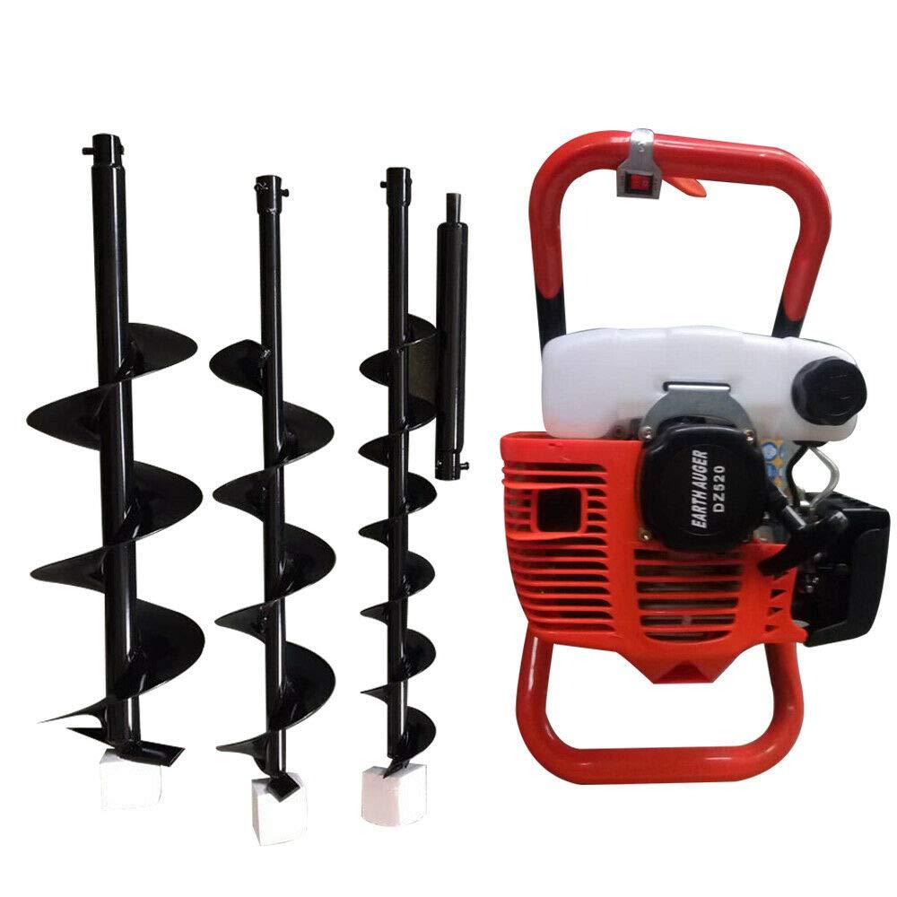 NOLANTISI 52cc Digger, 2.3HP Gas Powered Post Hole Digger Ground Fence 2-Stroke Single Cylinder Gasoline Engine with Earth Auger Drill 4"/6"/8" Bits