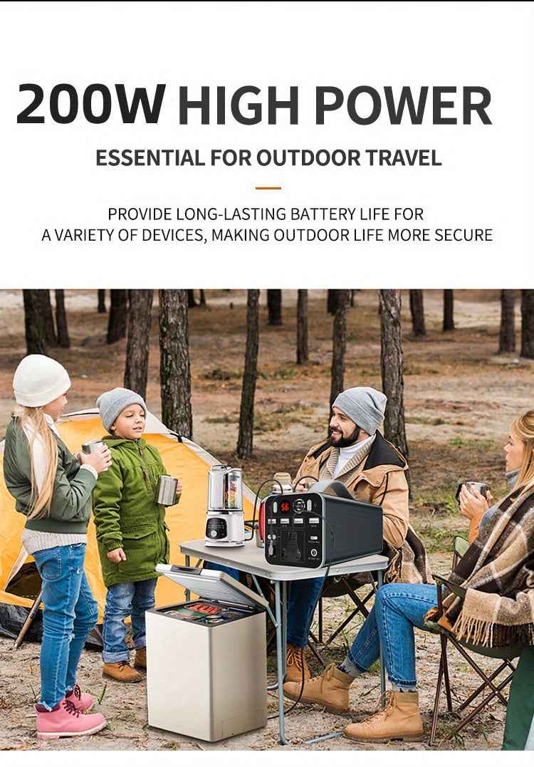 53000mAh Camping Battery Power Station, 198wh Portable Power Bank, With 110V AC Outlet, DC/PD Twoway Fast Charge, Outdoor Generator, LED Light, 4 USB