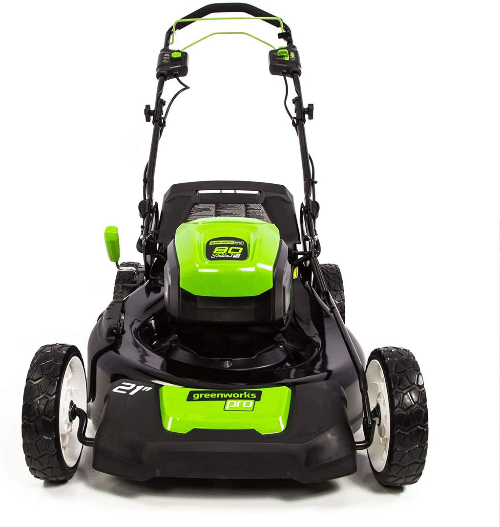 Greenworks Pro 80V 21 inch Brushless Self-Propelled Lawn Mower 4.0Ah Battery and Charger Included, MO80L410 & PRO 80V 16 inch Cordless String Trimmer (Attachment Capable), Tool Only, GST80320