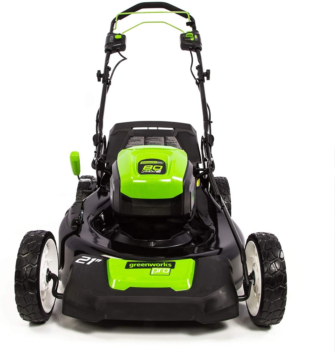 Greenworks Pro 80V 21 inch Brushless Self-Propelled Lawn Mower 4.0Ah Battery and Charger Included, MO80L410 & PRO 80V 16 inch Cordless String Trimmer (Attachment Capable), Tool Only, GST80320