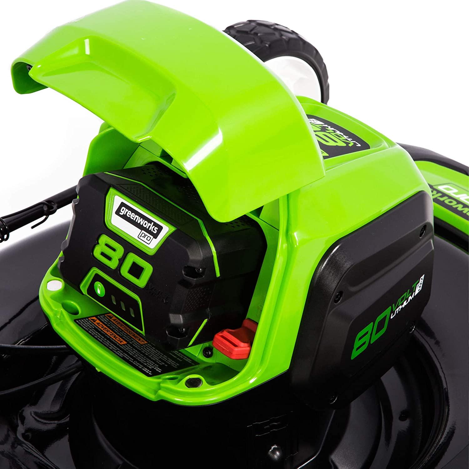 Greenworks Pro 80V 21 inch Brushless Self-Propelled Lawn Mower 4.0Ah Battery and Charger Included, MO80L410 & PRO 80V 16 inch Cordless String Trimmer (Attachment Capable), Tool Only, GST80320