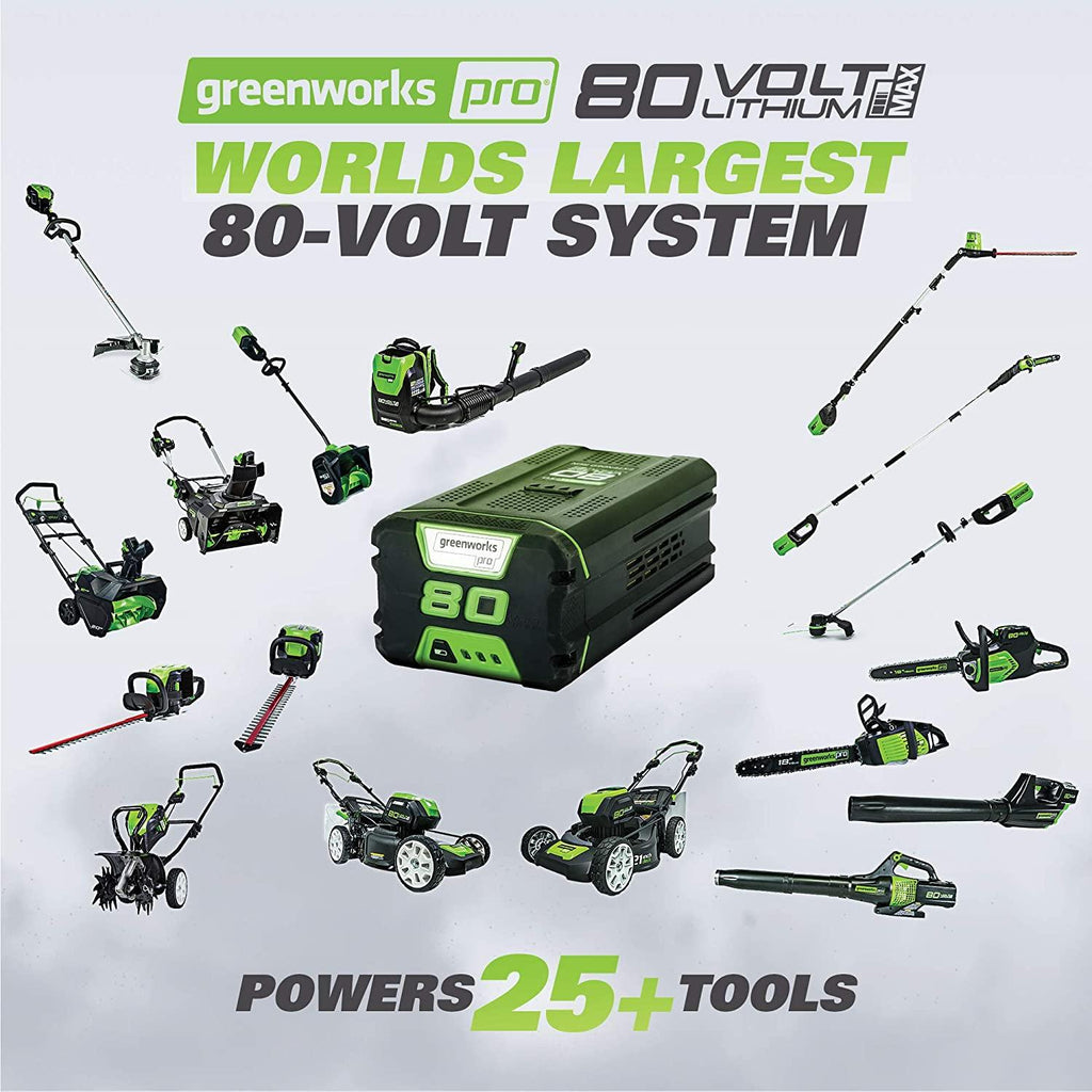 Greenworks Pro 80V 21 inch Brushless Self-Propelled Lawn Mower 4.0Ah Battery and Charger Included, MO80L410 & PRO 80V 16 inch Cordless String Trimmer (Attachment Capable), Tool Only, GST80320