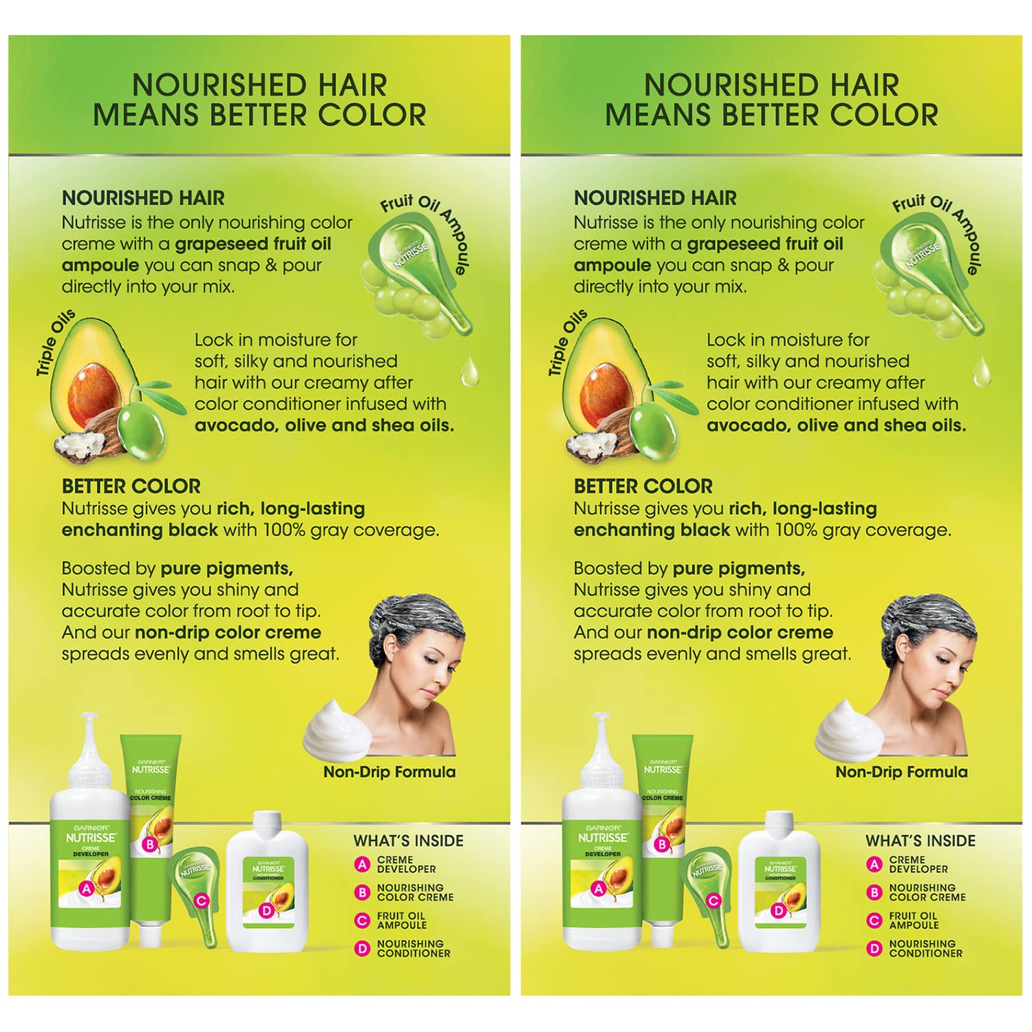 Garnier Hair Color Nutrisse Nourishing Creme, 11 Blackest Black (Peppercorn) Permanent Hair Dye, 2 Count (Packaging May Vary)