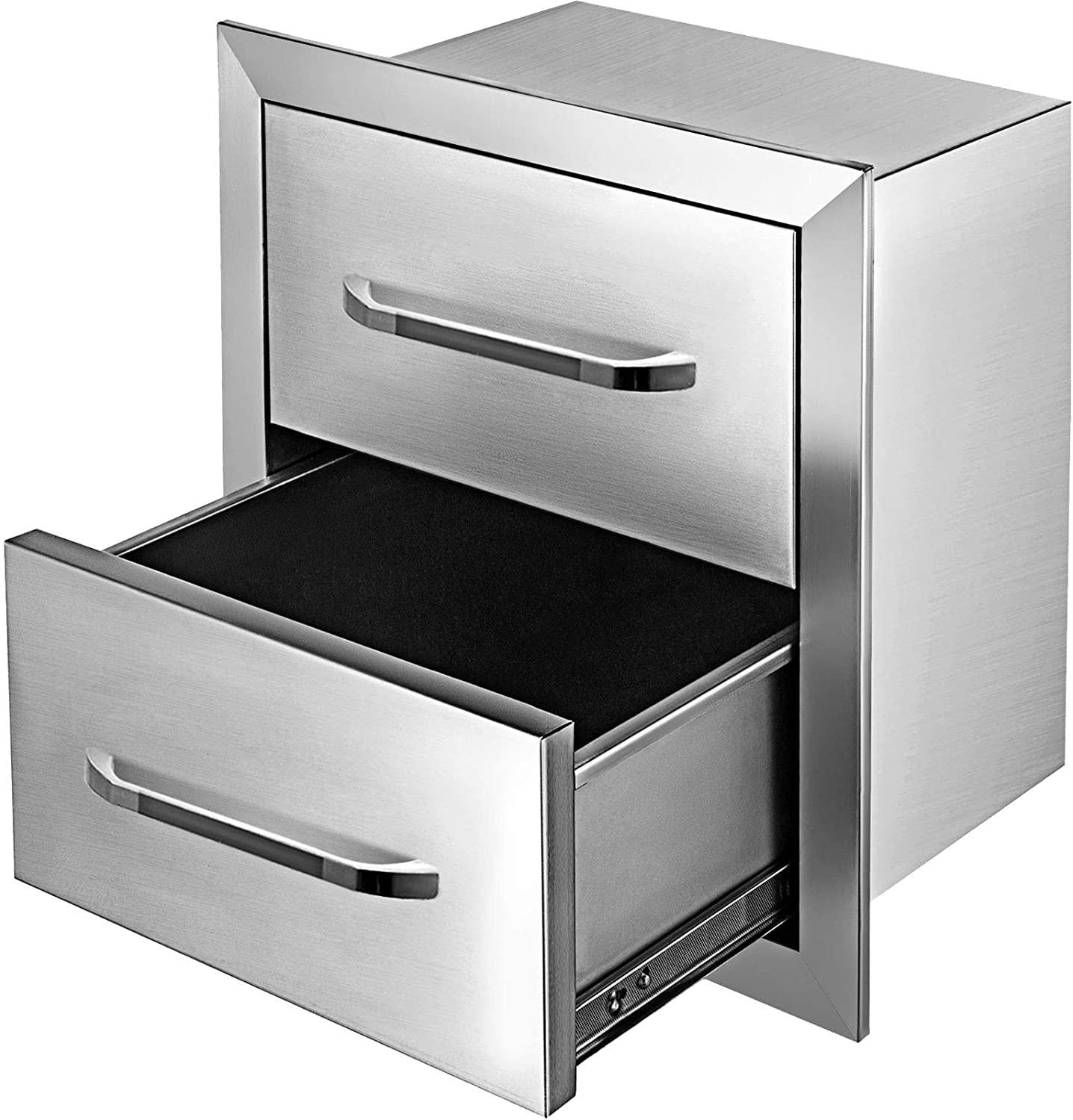 Mophorn Outdoor Kitchen Drawers 17.7 W X 20.5 H X 12.5 D, Flush Mount Double BBQ