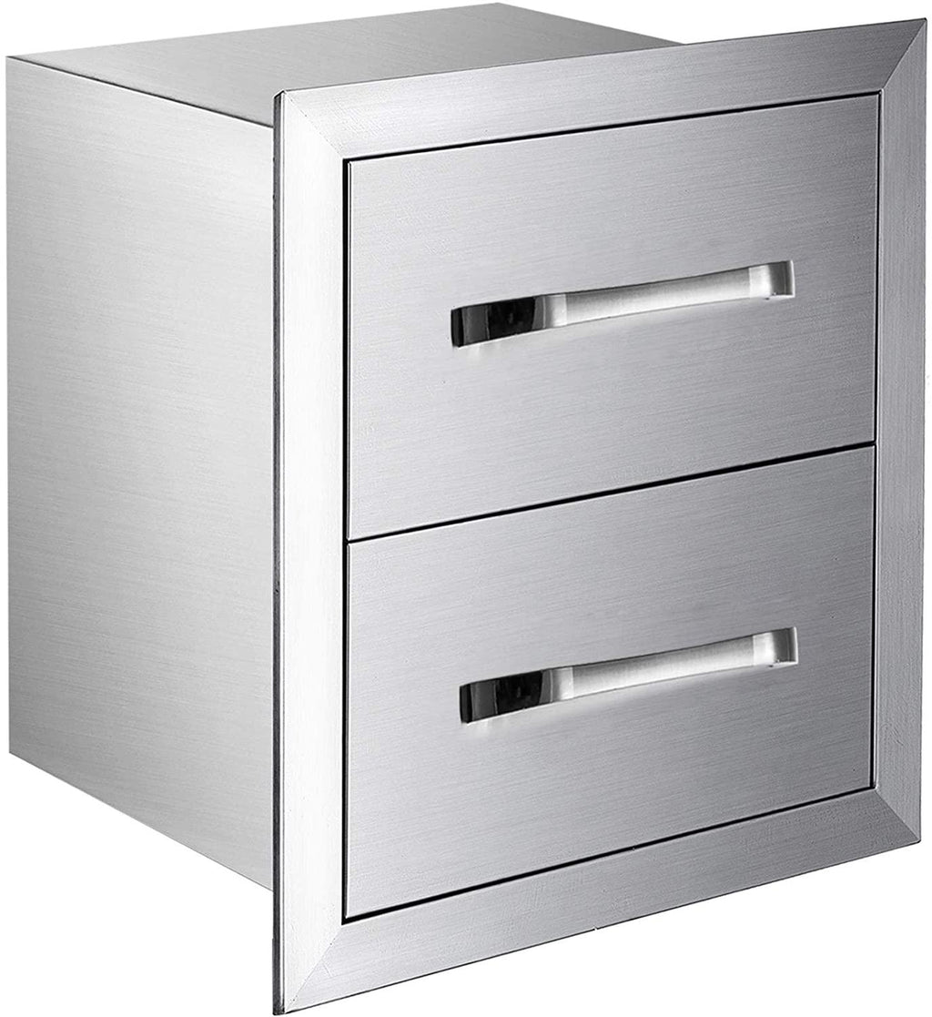 Mophorn Outdoor Kitchen Drawers 17.7 W X 20.5 H X 12.5 D, Flush Mount Double BBQ