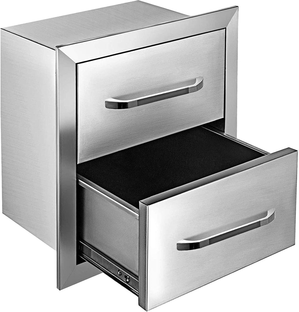 Mophorn Outdoor Kitchen Drawers 17.7 W X 20.5 H X 12.5 D, Flush Mount Double BBQ