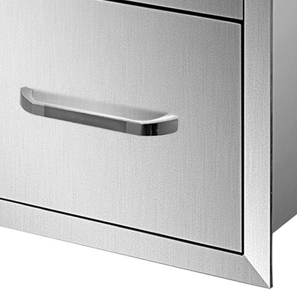 Mophorn Outdoor Kitchen Drawers 17.7 W X 20.5 H X 12.5 D, Flush Mount Double BBQ
