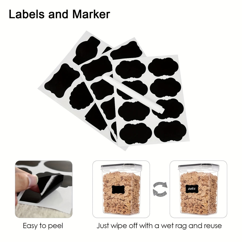 4/8/10pcs Airtight Food StoraContainers Set With Lids,BPA Plastic Kitchen And Pantry Organization Canisters For Cereal Flour,Sugar,with Labels