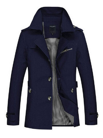 business casual coat washed cotton turndown collar jacket for men