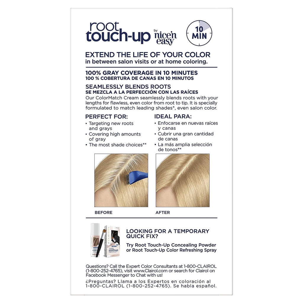 Clairol Root Touch-Up by Nice'n Easy Permanent Hair Dye, 10 Extra Light Blonde Hair Color, Pack of 2