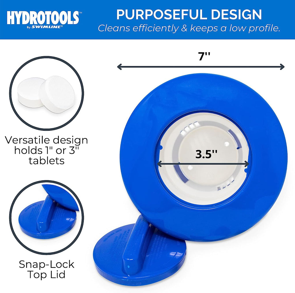 HYDROTOOLS BY SWIMLINE 8725 Large Capacity Pool &amp; Spa Chemical Dispenser | Compatible With Bromine &amp; Chlorine Supports 1-3’’ Tablets | Adjustable Control Ring For Customizable Flow Rate