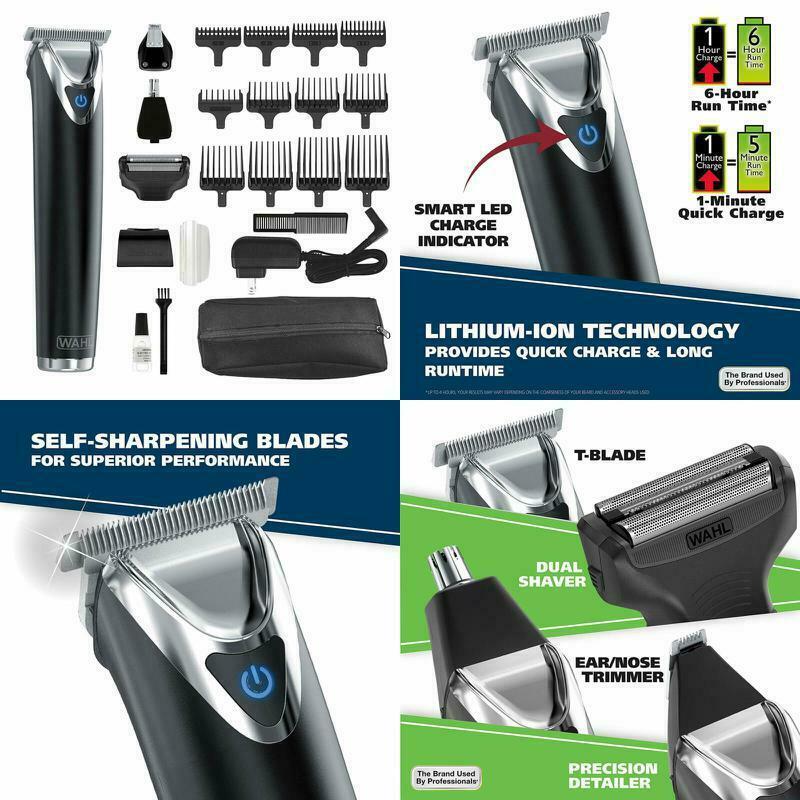 Wahl Hair Clipper Set Rechargeable Beard Trimmer Kit For Men Family Black