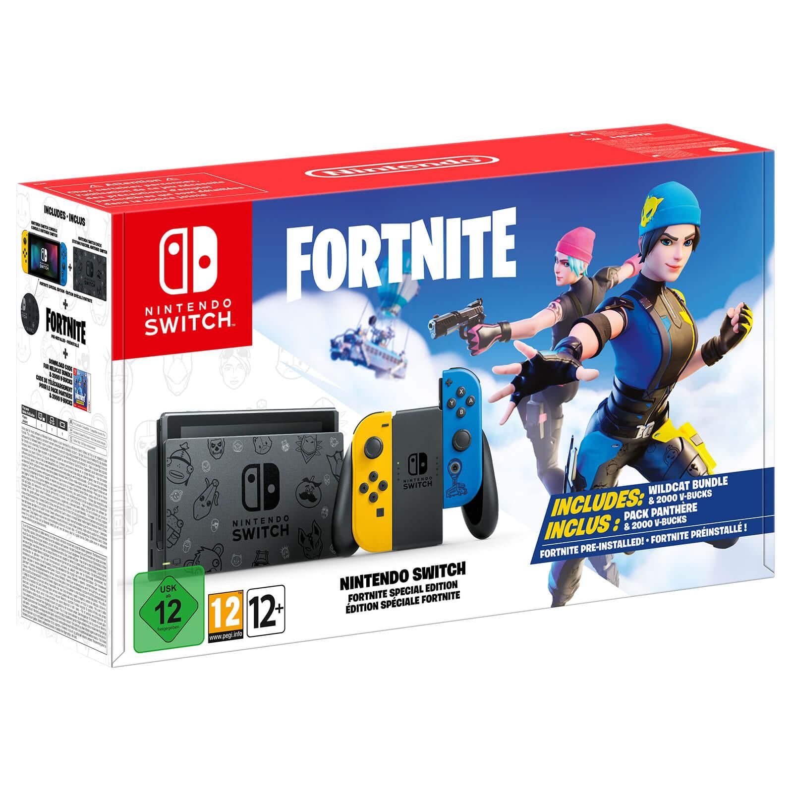 Nintendo Switch Fortnite Wildcat Limited Console Set, Epic Wildcat Outfits, 2000 V-Bucks, Bundle With Animal Crossing: Horizons And Mytrix Wireless Switch Pro Controller and Accessories