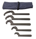 SHW5K Adjustable Hook Spanner Wrench Set, 5 Pieces ranging from 3/4" to 8-3/4" in Kit Bag, Industrial Black Finish
