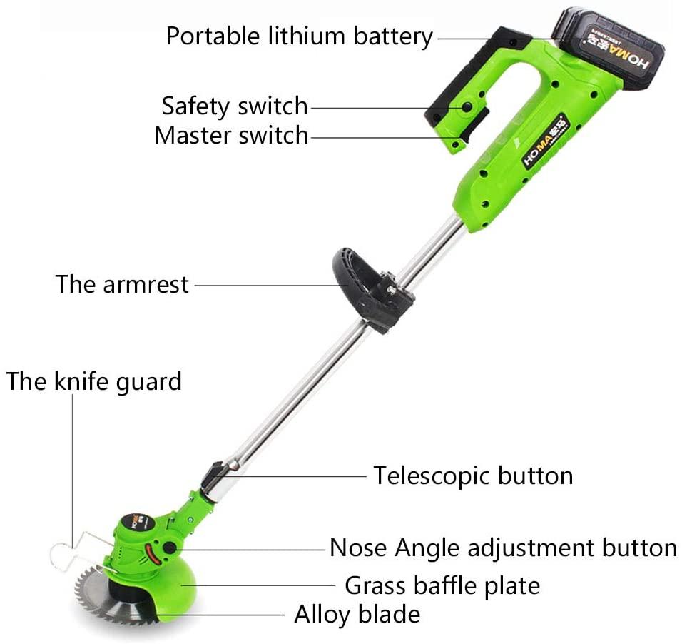 JIUNENG Cordless Grass Trimmer,High Power Weed Wacker 21V,Scalable Trimming Machine(Two Battery)