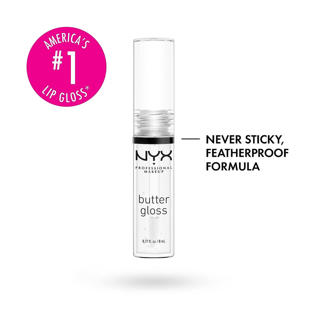 NYX PROFESSIONAL MAKEUP Butter Gloss, Non-Sticky Lip Gloss - Sugar Glass (Clear), Pack Of 3