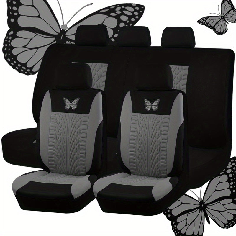 Upgrade Your Car Interior with a Universal Butterfly Pattern Tire Shape Auto Seat Cover Set - Airbag Safe &amp; Perfect for Trucks, Vans &amp; SUVs!