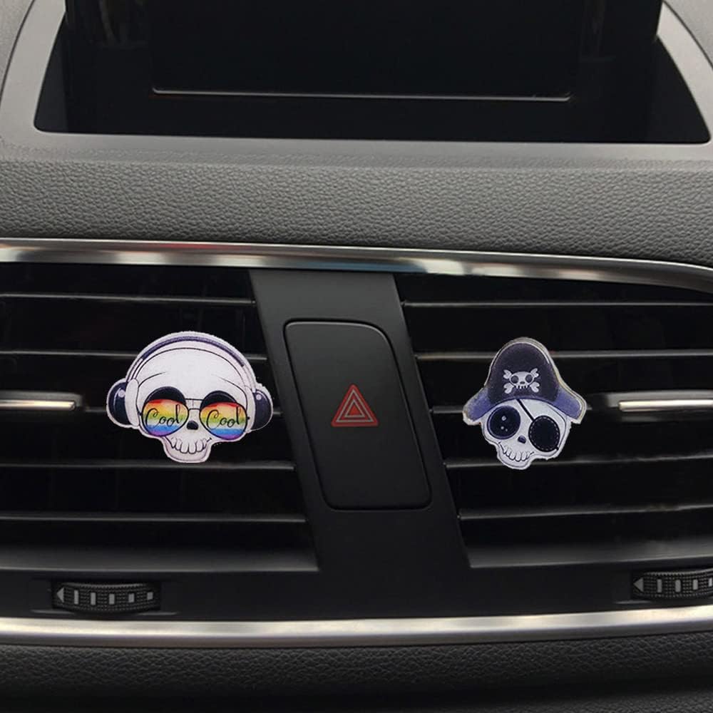 ZOSTLAND Cute Car Air Vent Clip Decoration,Car Air Fresheners, Funny Car Vent Clip,Bling Car Air Vent，Personalized Automotive Interior Decoration Accessories,Car Decor Gift for women,men (4pcs Skull)
