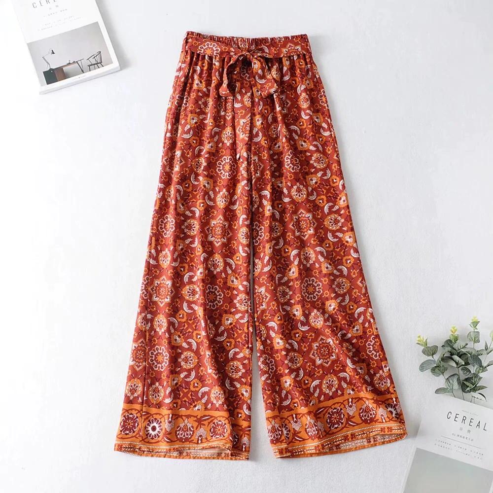 bohemian floral breathable pants