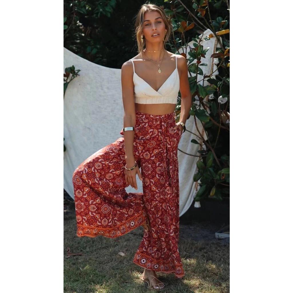 bohemian floral breathable pants