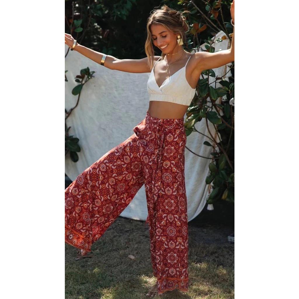 bohemian floral breathable pants