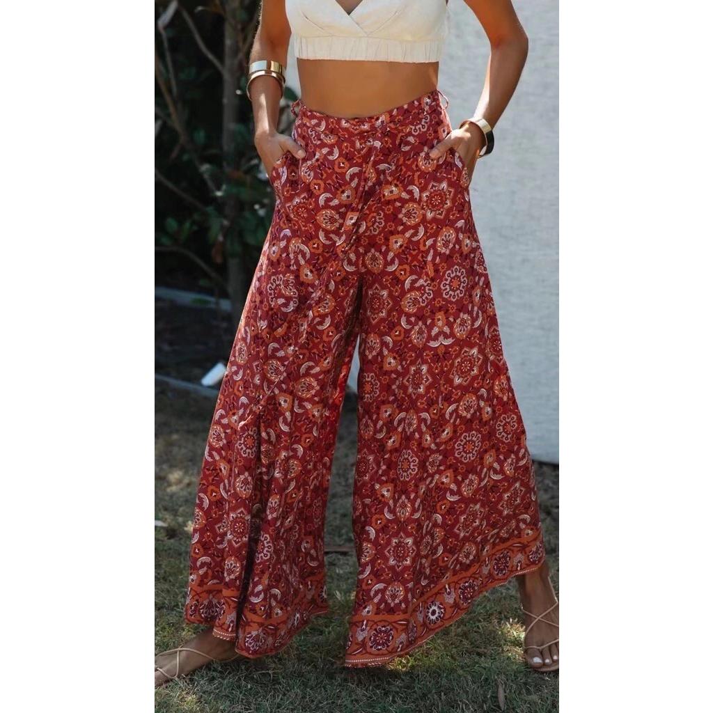 bohemian floral breathable pants