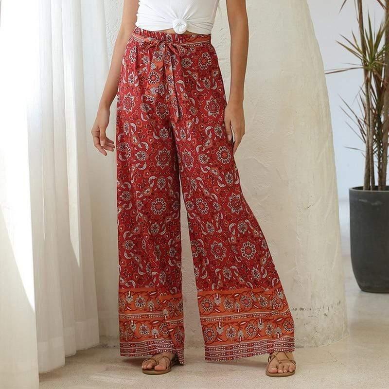 bohemian floral breathable pants
