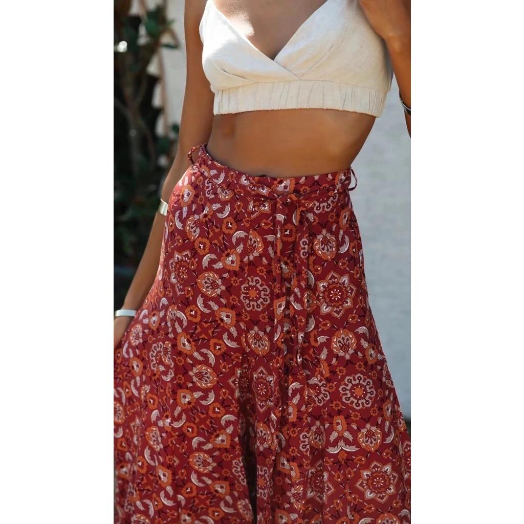bohemian floral breathable pants