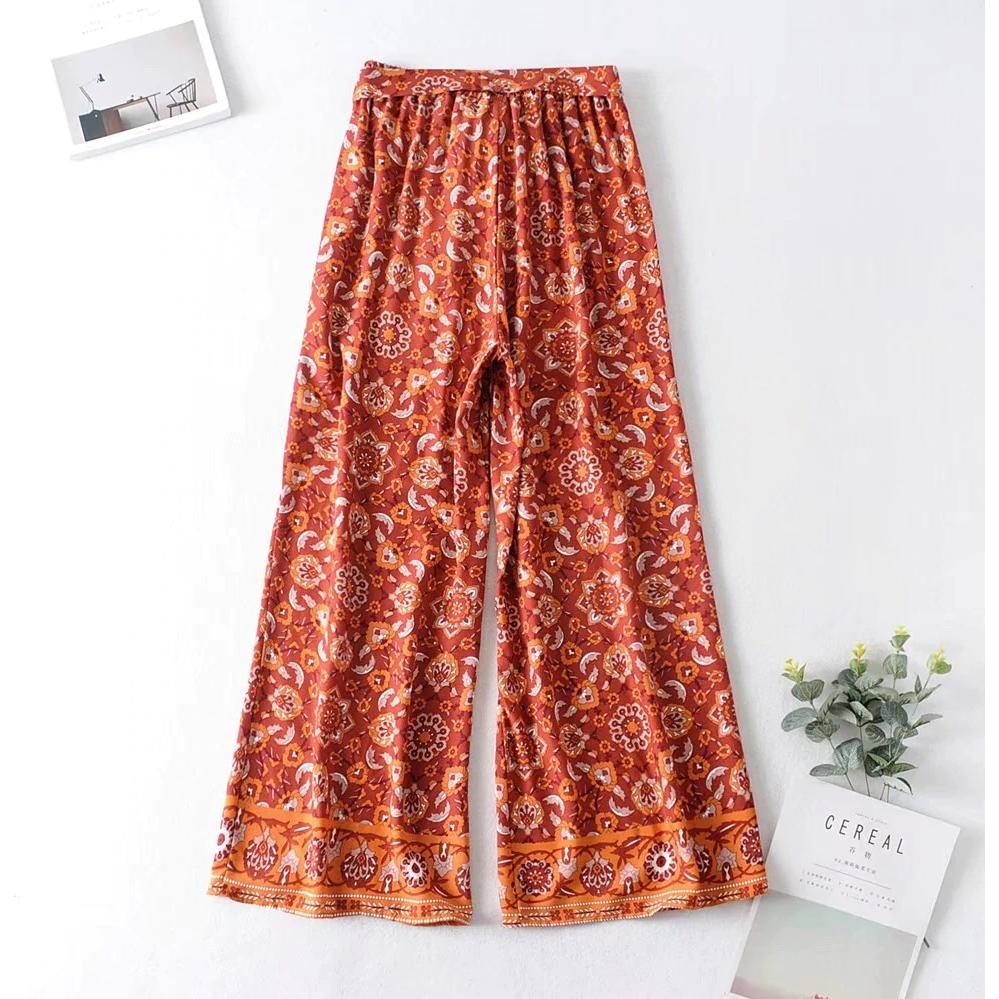 bohemian floral breathable pants