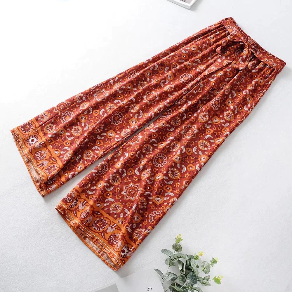 bohemian floral breathable pants