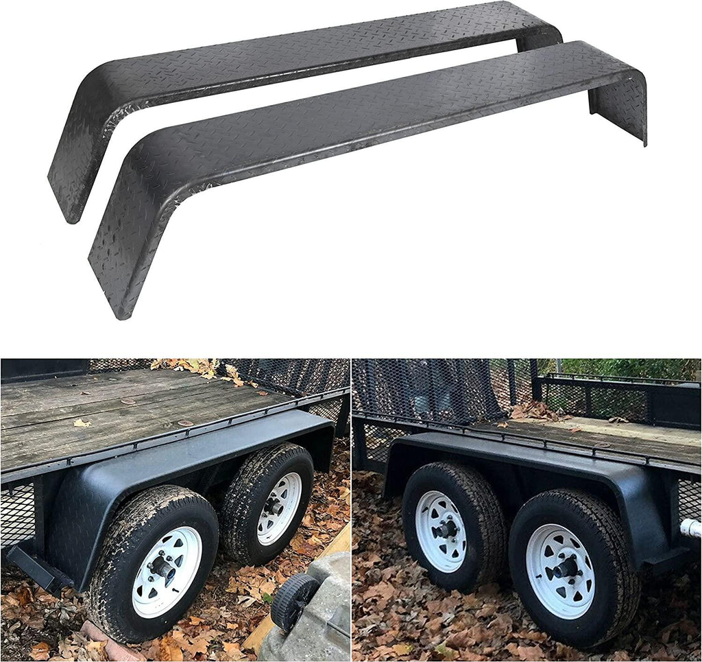 JMTAAT Heavy Duty Unpainted Steel Diamond Fenders Tread Plate Tandem Axle Trailer 10"x72"x13" | (2 Fenders)