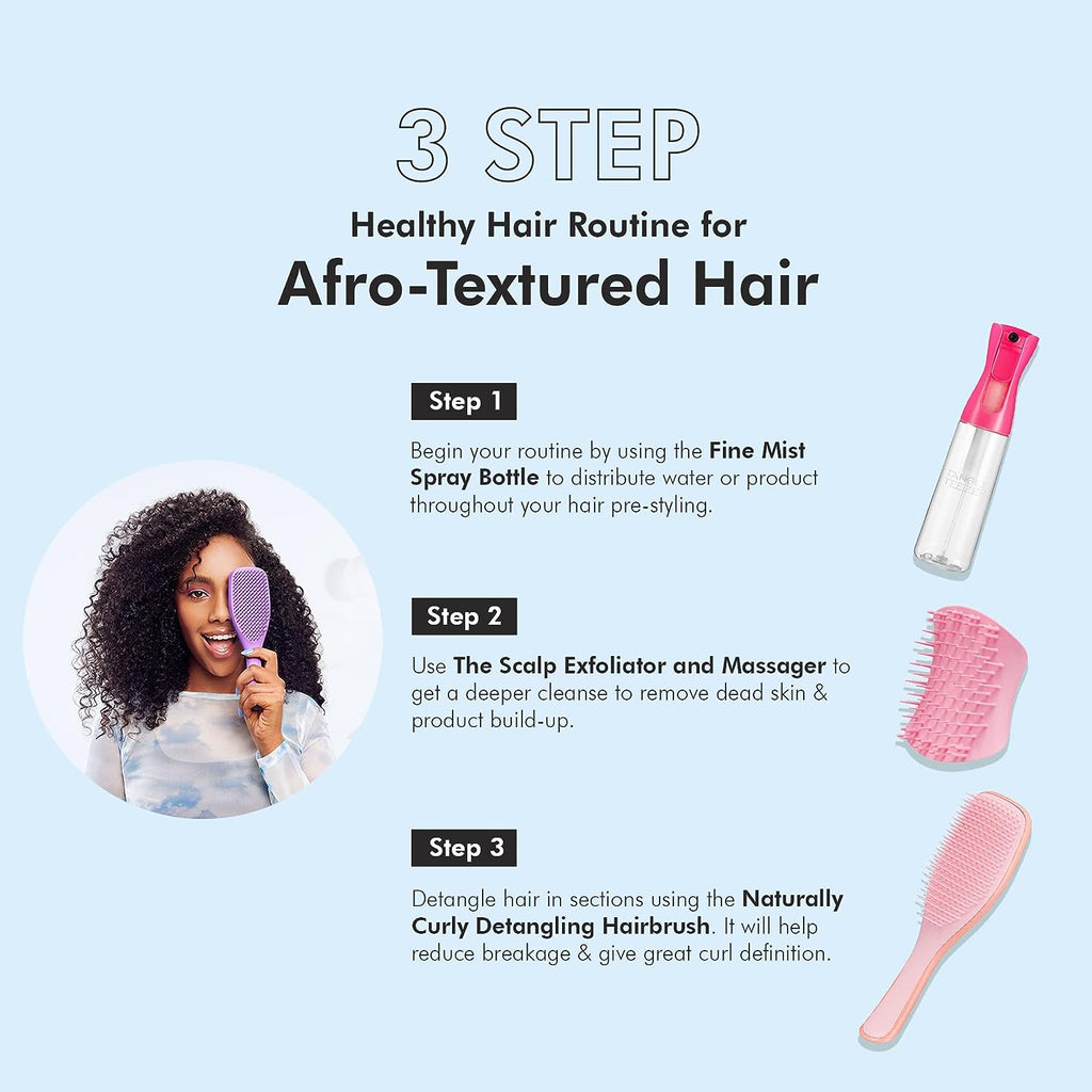 Tangle Teezer The Naturally Curly Ultimate Detangling Brush, Dry and Wet Hair Brush Detangler for 3C to 4C Hair, Pink Mango