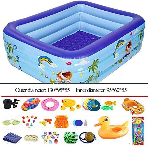 PBQWER Inflatable Paddling Pools for Adults and Kids LarRectangular Swimming Pool for Summer Outdoor Garden, 130 X 95 X 55Cm