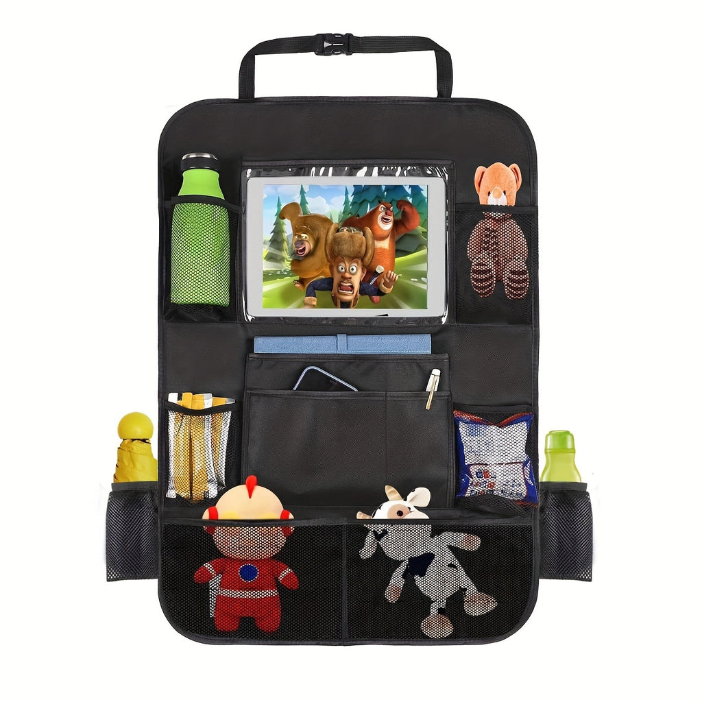 Car Seat Back StoraBag, Waterproof Durable Car Seat Organizer With Clear Screen Tablet Holder, 12 StoraPockets Seat Back Protectors