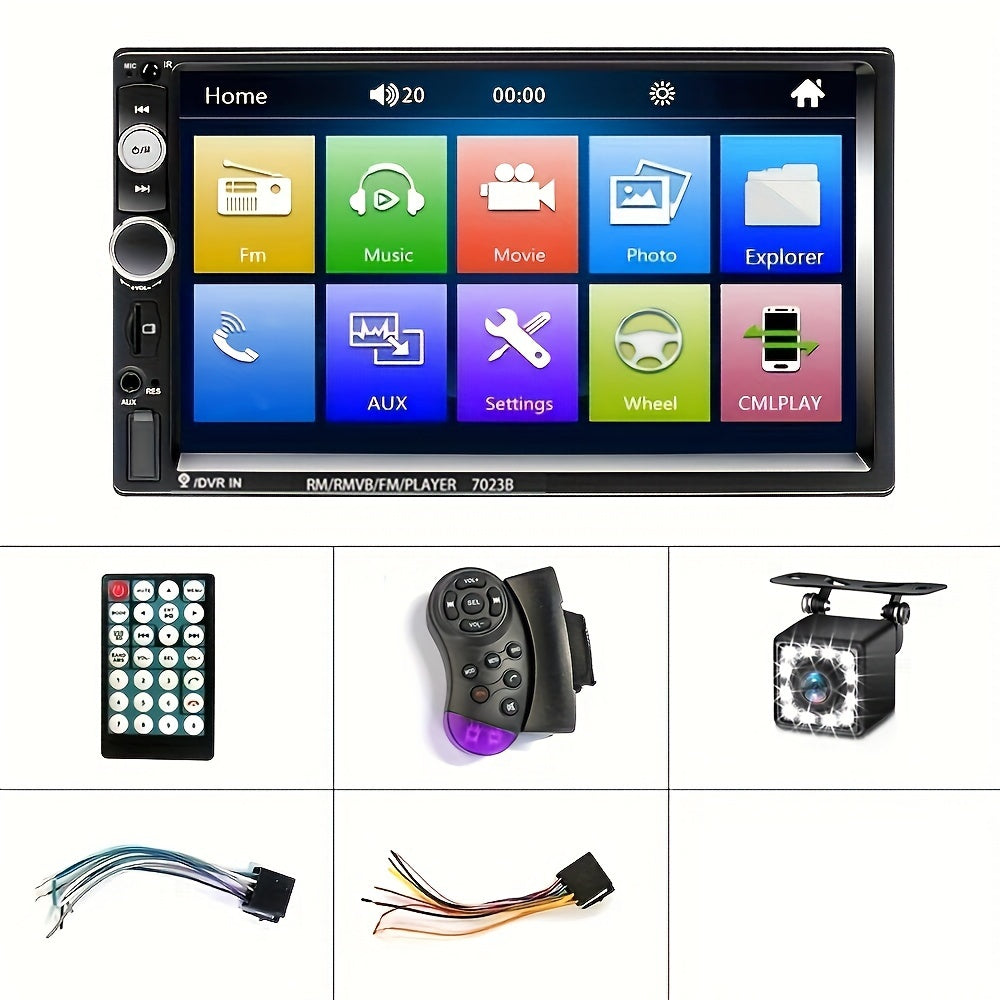 7-Inch HD Touch Screen Car Stereo Radio Audio Double Din Car Multimedia Player With Mirror Link USB FM Autoradio+Remote Control +Steering Control