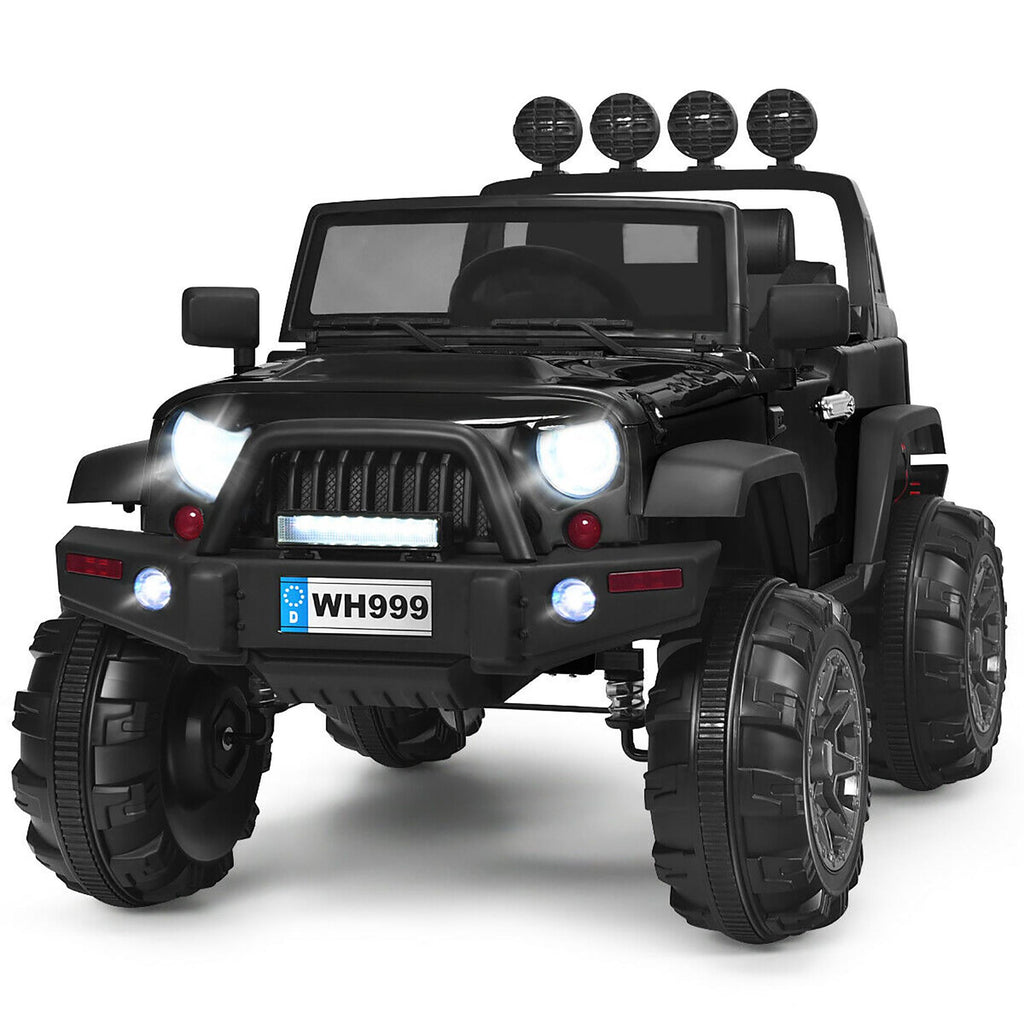 12V Kids Ride On Truck RC Car with LED Lights Music Truck Black