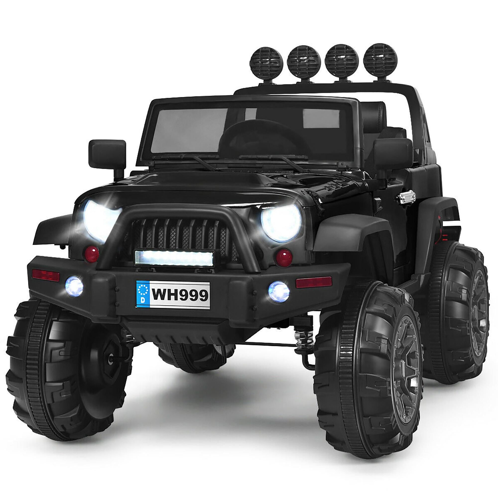 12V Kids Ride On Truck RC Car with LED Lights Music Truck Black