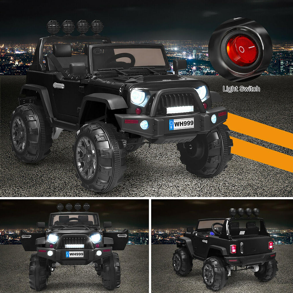 12V Kids Ride On Truck RC Car with LED Lights Music Truck Black