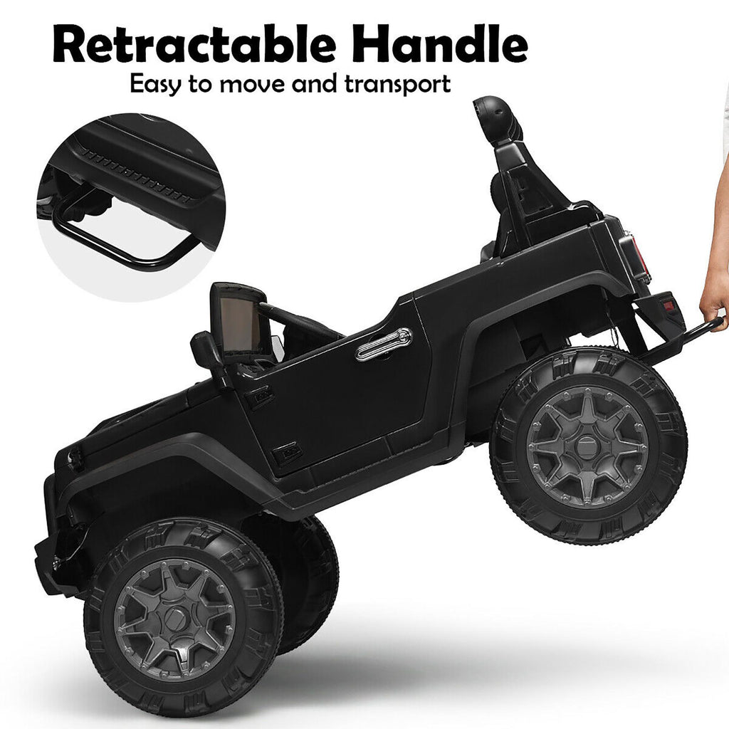 12V Kids Ride On Truck RC Car with LED Lights Music Truck Black