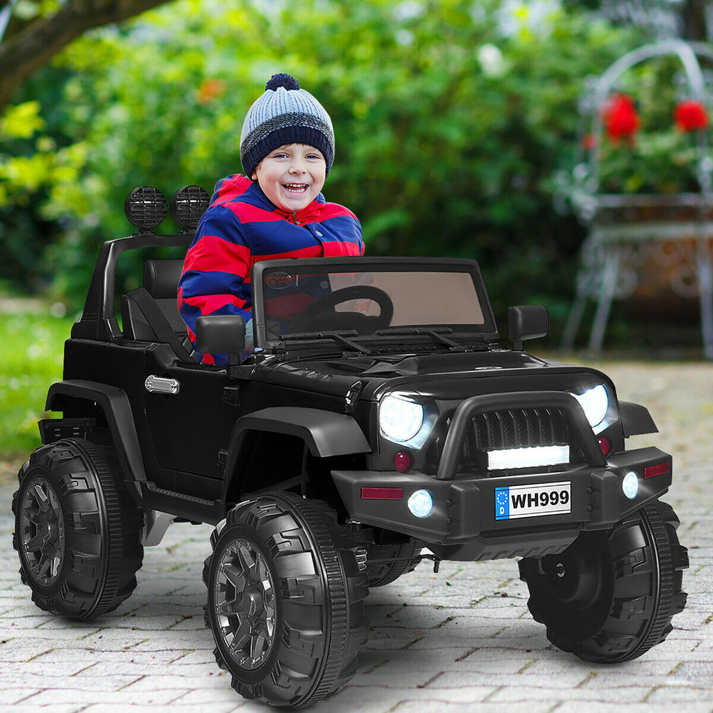12V Kids Ride On Truck RC Car with LED Lights Music Truck Black