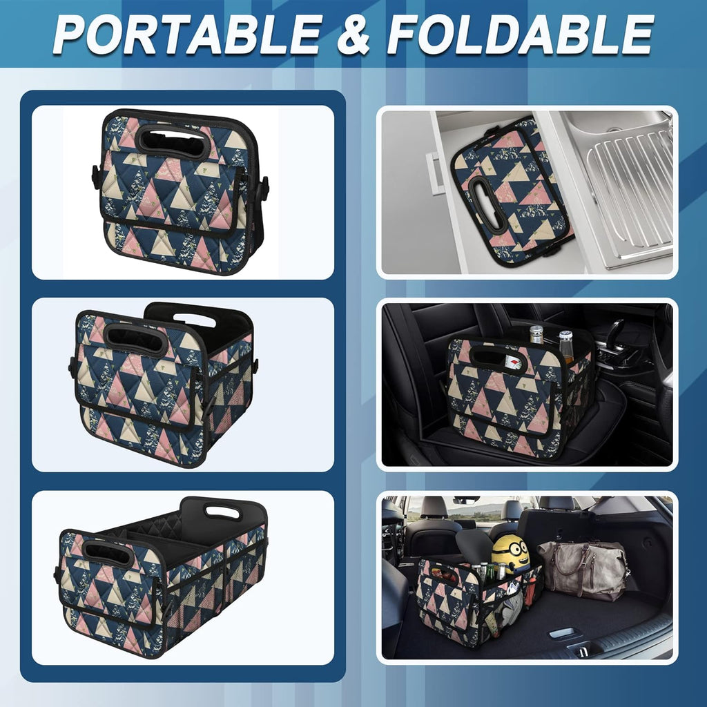 Deosk Trunk Organzier and Storage with 6 Big Pocket,Car Accessories for Women/Men 50L Waterproof Polyester for Car/SUV/Minivan/Truck(Medium, Triangle)