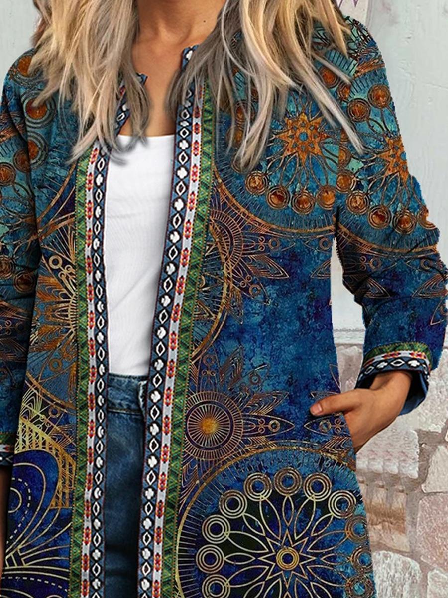 Ladies Retro Print Casual Jacket