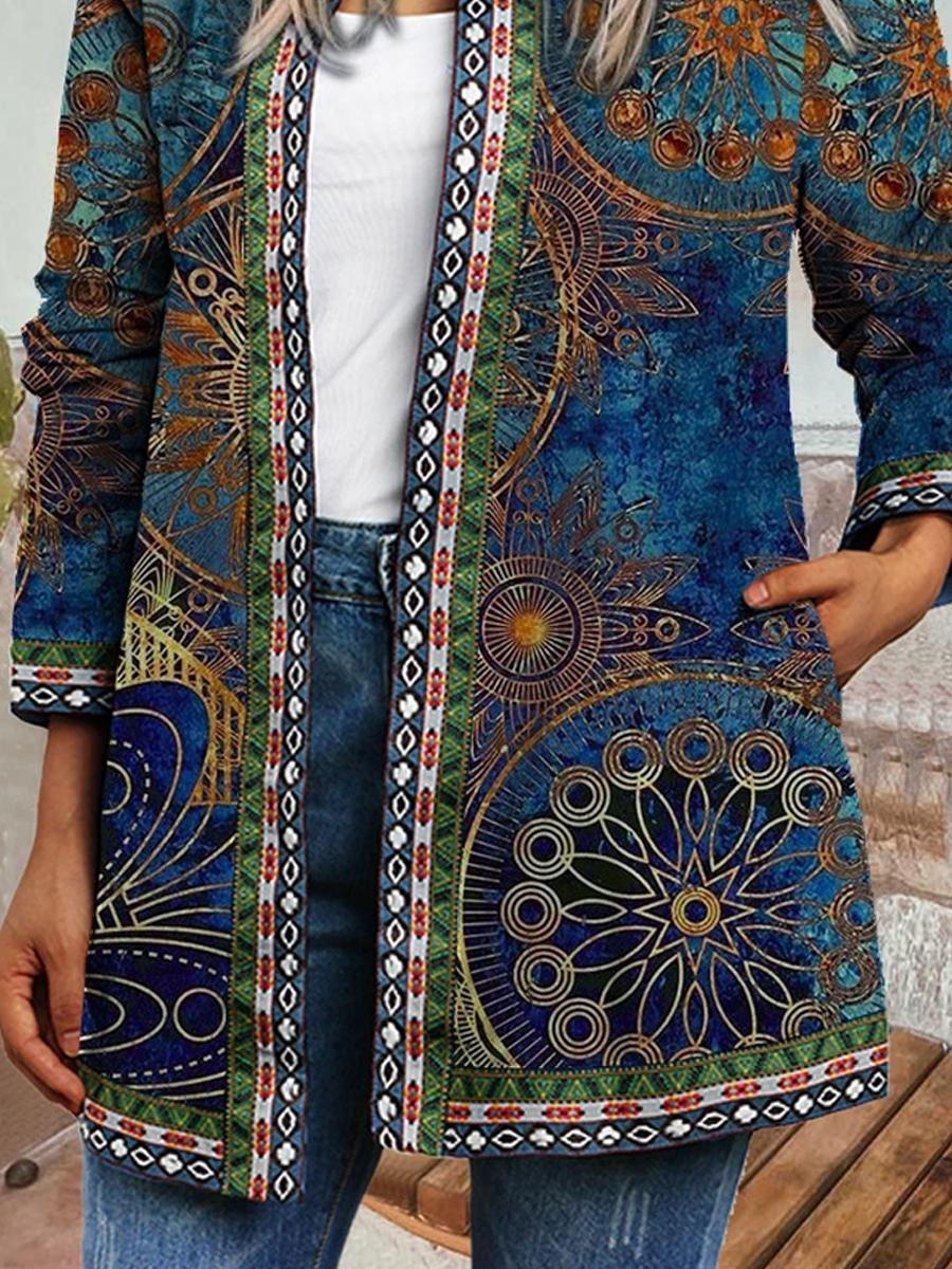 Ladies Retro Print Casual Jacket