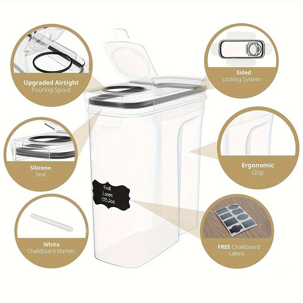 2/4pcs Cereal StoraContainer Set, BPA Plastic Airtight Food StoraContainers 2.5L/88 Oz For Cereal, Snacks And Sugar