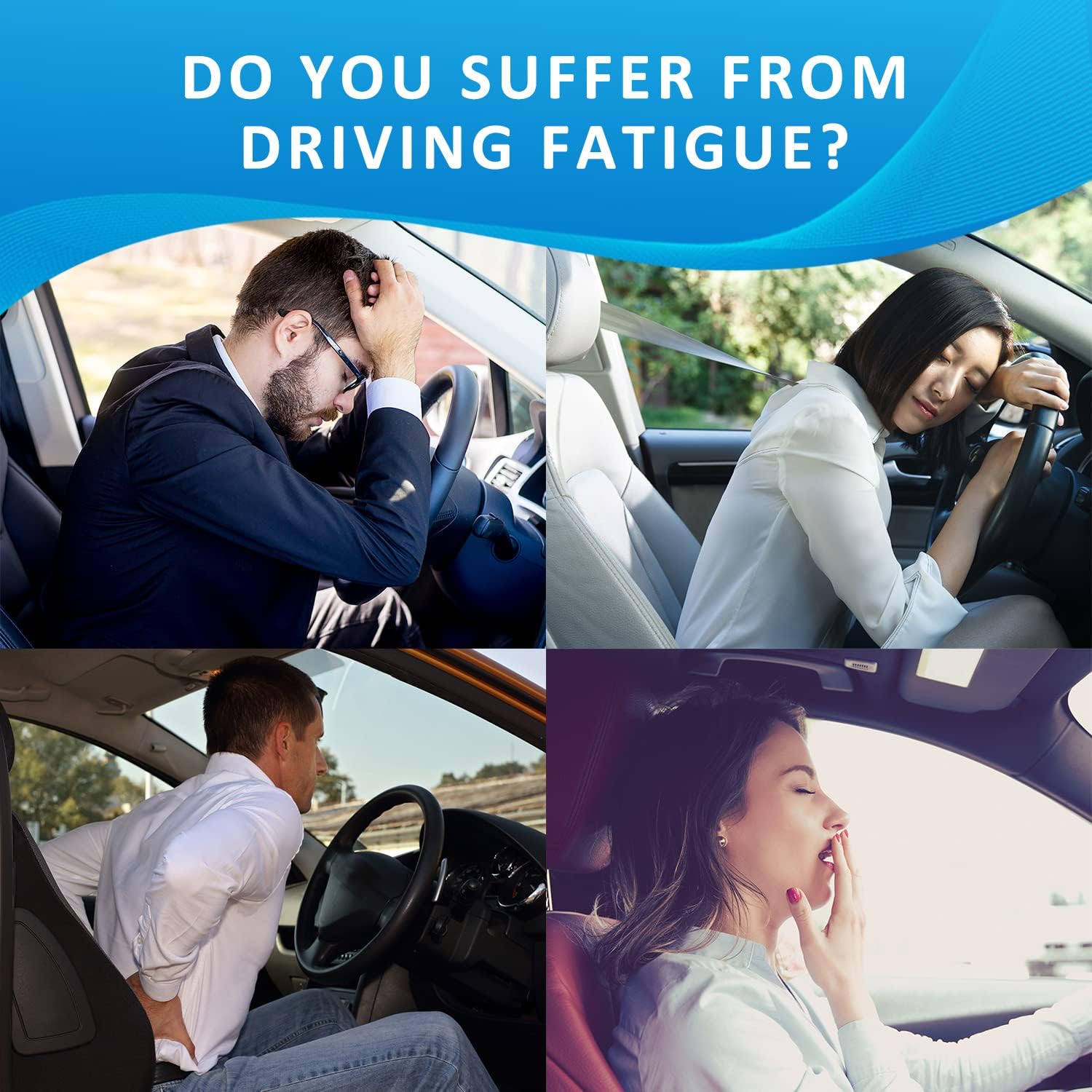 Lumbar Support Pillow for Car-Memory Foam Car Back Support for Driving Fatigue/Back Pain Relief - Dual Straps Better Fix The Back Support for Car -Gray