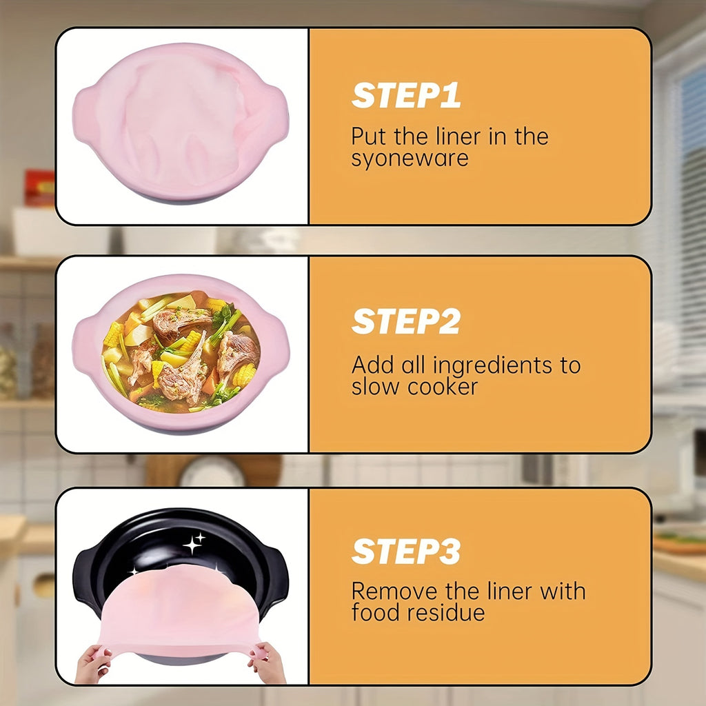 Silicone Slow Cooker Liners, Reusable CooLiner For 6-8 Quarts Slow Cooker, Leakproof Dishwasher Safe Cooker Bags Liners For Oval Or Round 7 8QT Slow Cooker.